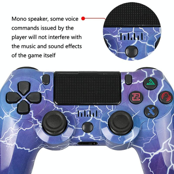 Wireless Bluetooth Game Controller for Ps4 with Dual Vibration and Light Strip - Fire Ghost