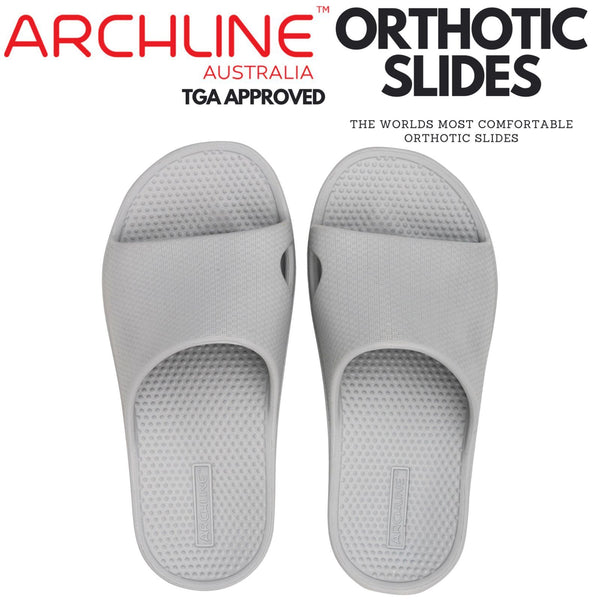 Archline Rebound Orthotic Slides Flip Flop Thongs Slip On Arch Support - Stone Grey - Euro 40