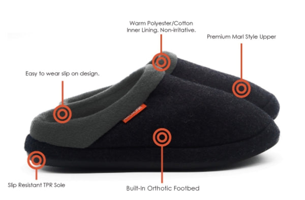 ARCHLINE Orthotic Slippers Slip On Arch Scuffs Orthopedic Moccasins - Charcoal Marle - EUR 38