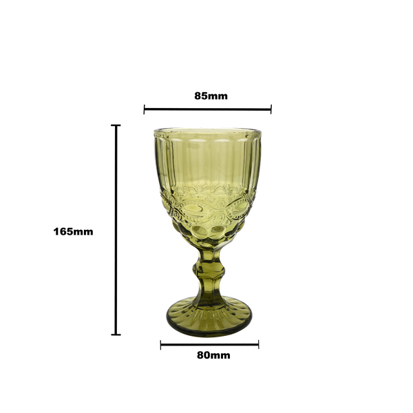 Faubourg Embossed Wine Glass - 310ml Green