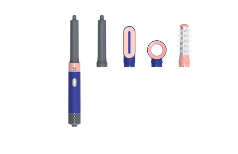 Blue 5-in-1 Multifunctional Hair Styler - Automatic Hair Curling & Straightening Hot Air Brush