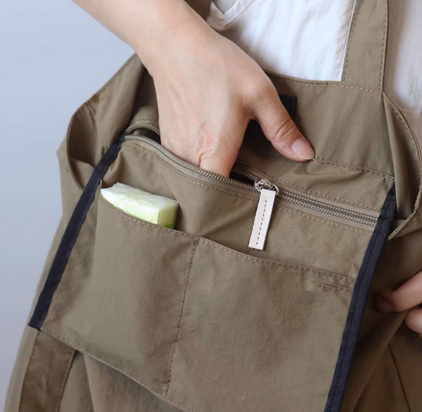 Blue Women's Minimalist Nylon Tote Bag Ultra Lightweight Shoulder Shopper Large Capacity Fits A4 Documents for Work and School