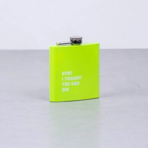 175ml Stainless Steel Hip Flask w Funny Quotes-Green