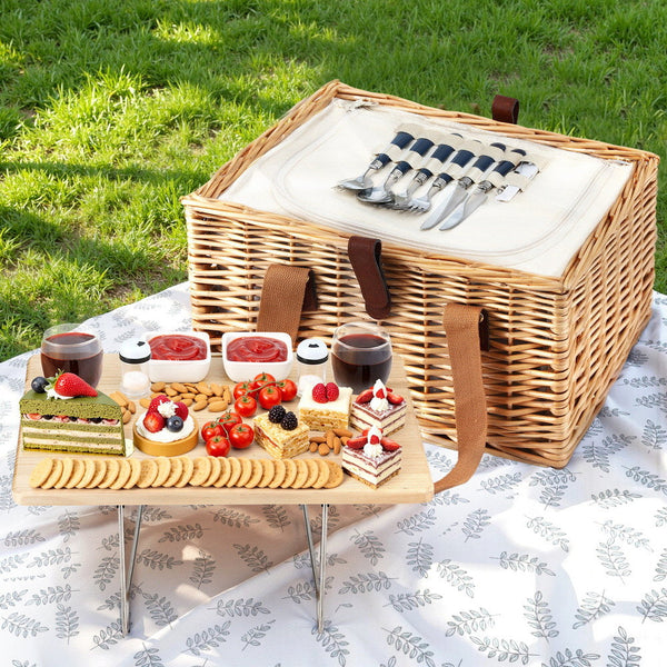 Alfresco 2 Person Picnic Basket Set with Table Blanket