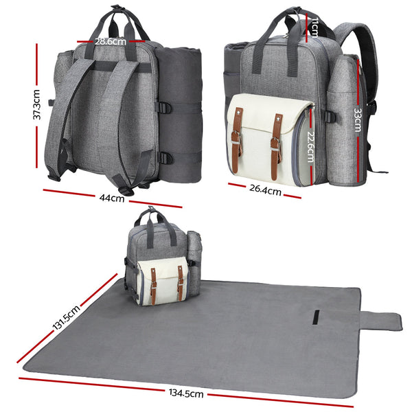 Alfresco 4 Person Picnic Basket Set Backpack Bag Insulated