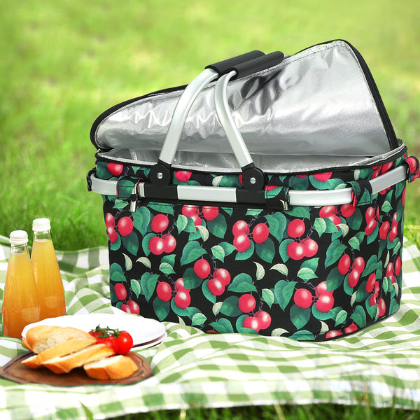 Alfresco Picnic Basket Folding Bag Hamper Insulated Storage