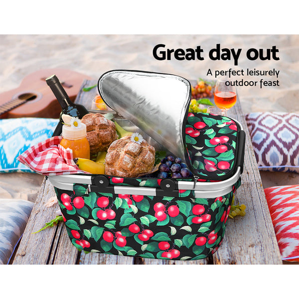 Alfresco Picnic Basket Folding Bag Hamper Insulated Storage