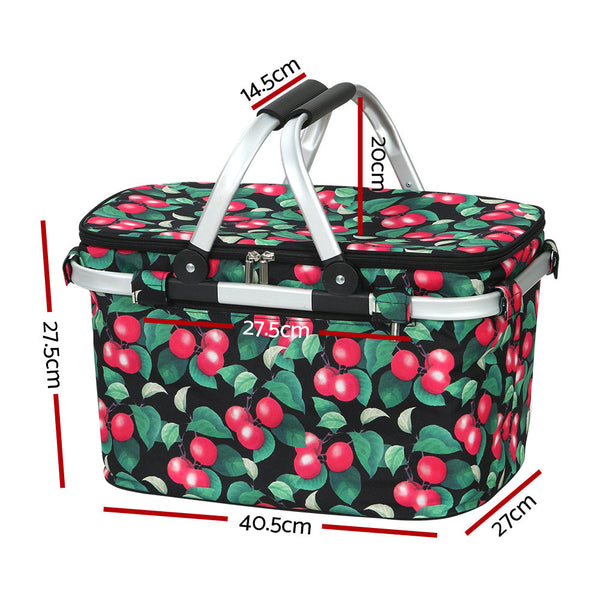 Alfresco Picnic Basket Folding Bag Hamper Insulated Storage