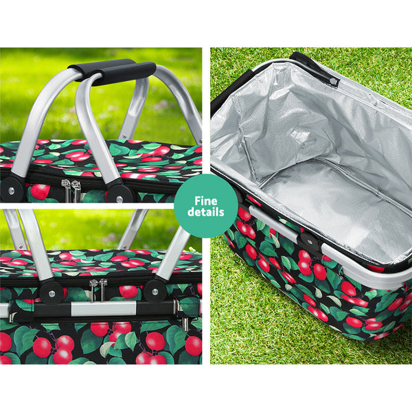 Alfresco Picnic Basket Folding Bag Hamper Insulated Storage