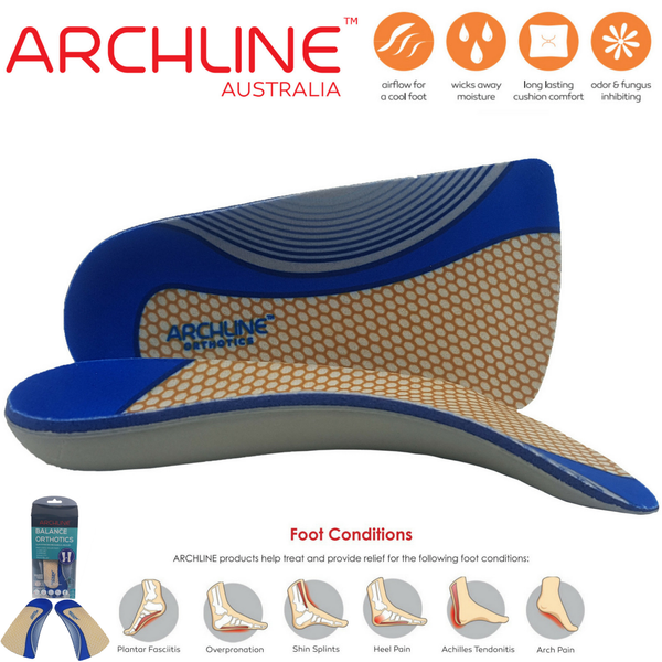 ARCHLINE 3/4 Slim Orthotics Plantar Fasciitis Insoles