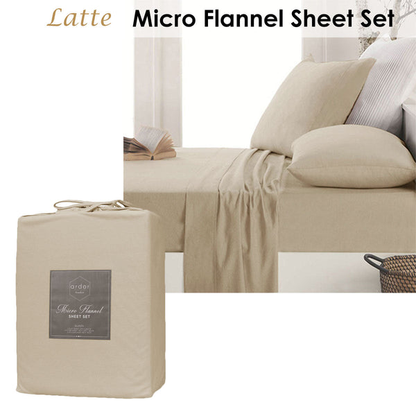 Ardor Micro Flannel Sheet Set Latte Mega King - Occasions >