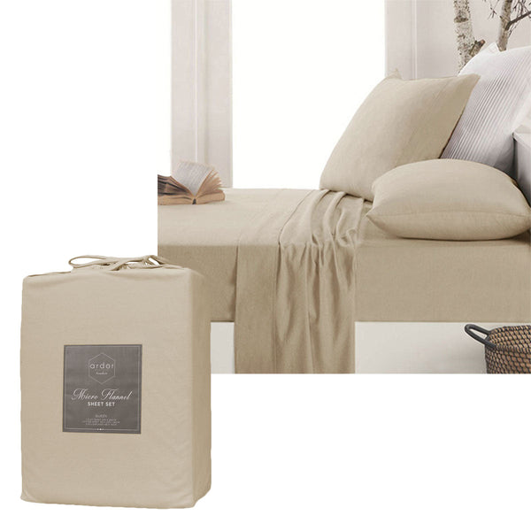 Ardor Micro Flannel Sheet Set Latte Mega King - Occasions >