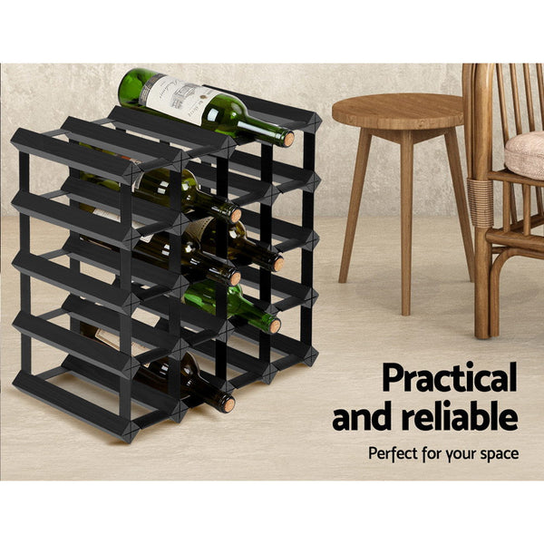 Artiss Wine Rack 20 Bottle Black - Furniture > Dining >