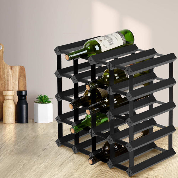 Artiss Wine Rack 20 Bottle Black - Furniture > Dining >