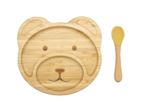 Bamboo Kid Child Baby Plate Bowl & Silicon Suction Cap Base