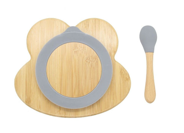 Bamboo Kids Children Baby Plate Bowl & Silicon Suction Cap