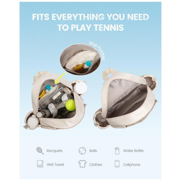 Beige Lightweight Waterproof Tennis Racket Backpack