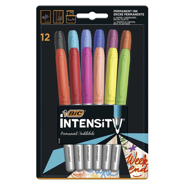BiC Intensity Permanent Markers - 1 Pack of 12 - Assorted