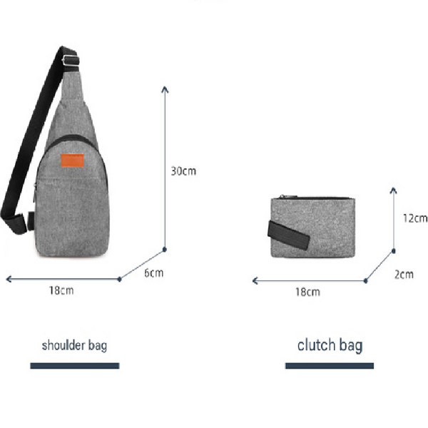 Black 3 Piece Mens Backpack Set with Sling Bag and Pouch