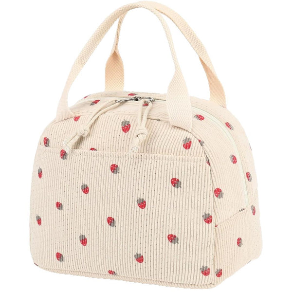 Black and White Checkered Pattern Corduroy Lunch Bag