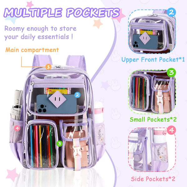 Black Clear Transparent Backpack - Stylish PVC School Bag