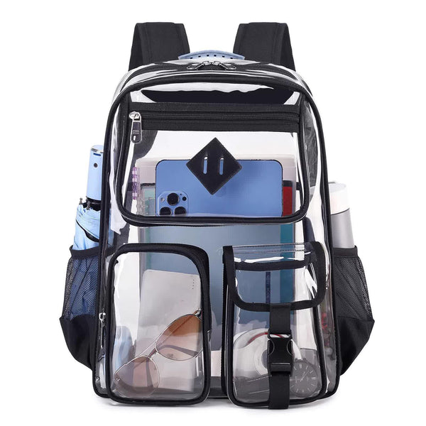 Black Clear Transparent Backpack - Stylish PVC School Bag
