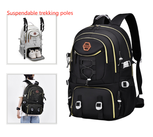 Black Stylish Large Capacity Backpack - Water-Resistant