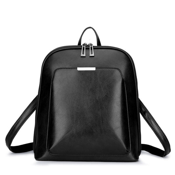 Black Stylish Women’s PU Leather Backpack – Spacious