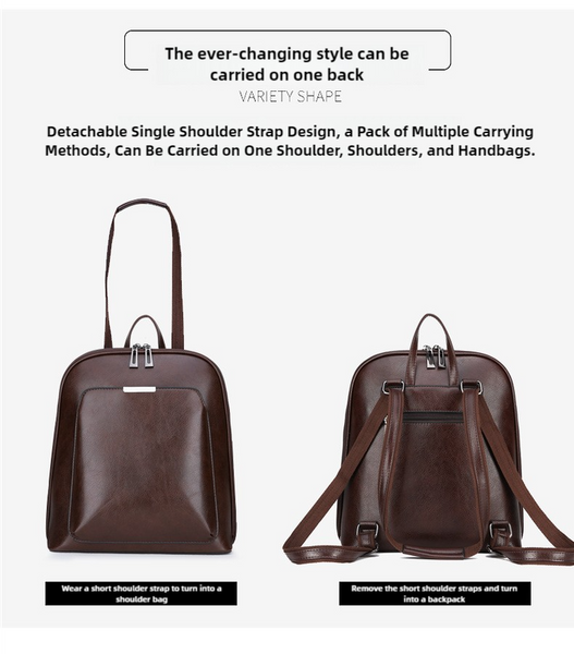 Black Stylish Women’s PU Leather Backpack – Spacious