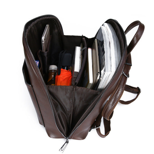 Black Stylish Women’s PU Leather Backpack – Spacious