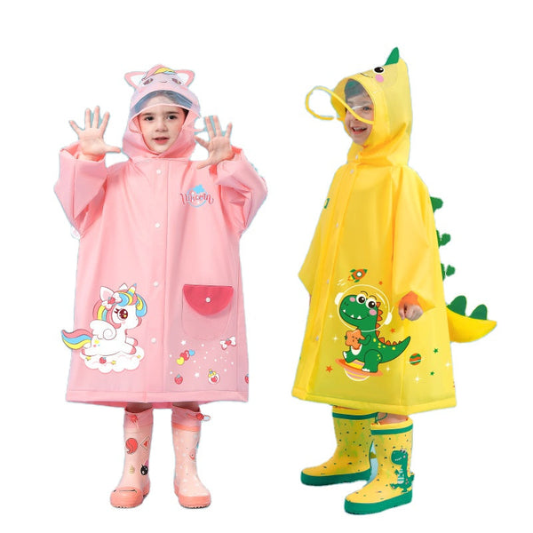 Blue astronaut Kids Waterproof Raincoat with Expandable