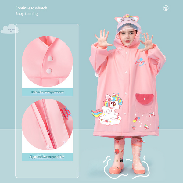 Blue astronaut Kids Waterproof Raincoat with Expandable