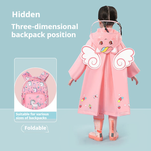 Blue astronaut Kids Waterproof Raincoat with Expandable