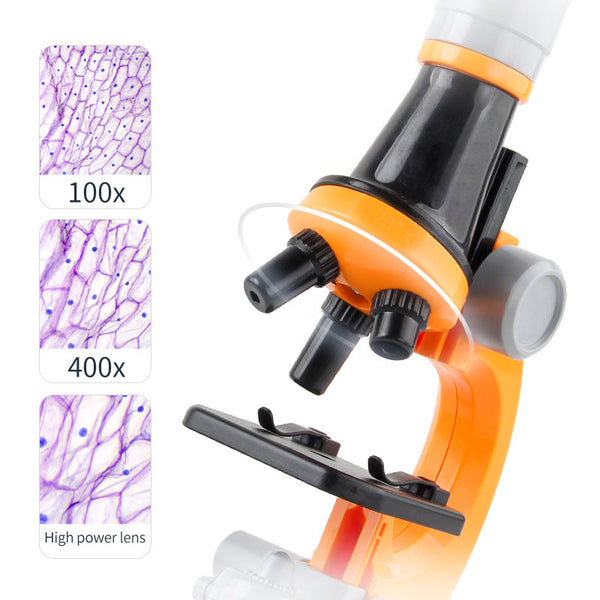 Blue Kids Biological Microscope Kit 100x 400x 1200x LED