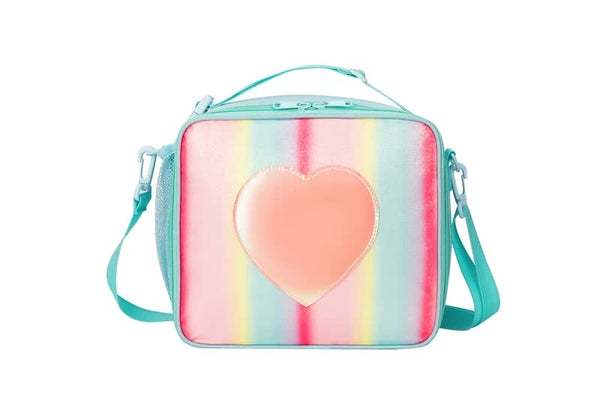 Blue Sparkling Rainbow Heart Insulated Lunch Bag for Kids