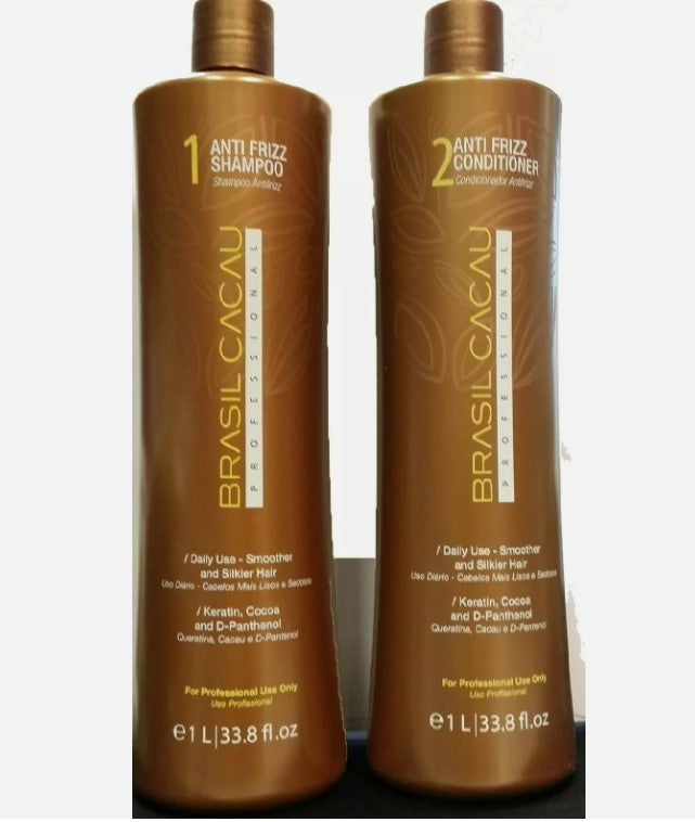 Brasil Cacau Keratin Anti-Frizz Shampoo & Conditioner 1 Litre Duo 2 x 1000ml