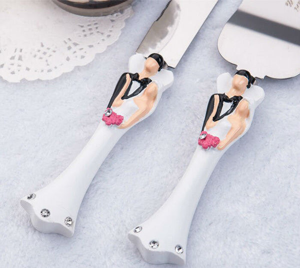 Bride Groom Cake Server Set Wedding Cake Knife and Silver