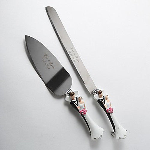 Bride Groom Cake Server Set Wedding Cake Knife and Silver