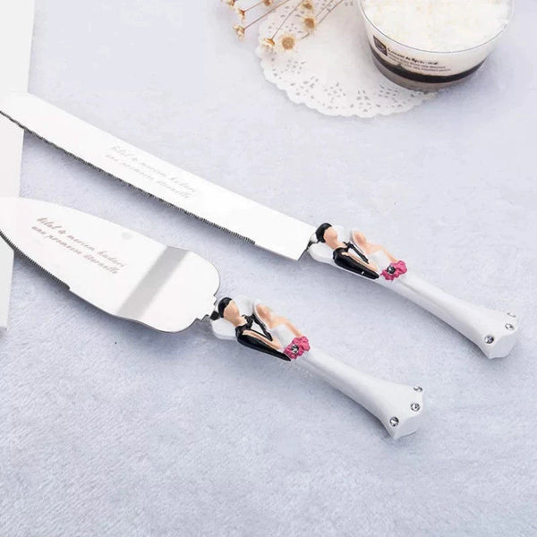 Bride Groom Cake Server Set Wedding Cake Knife and Silver
