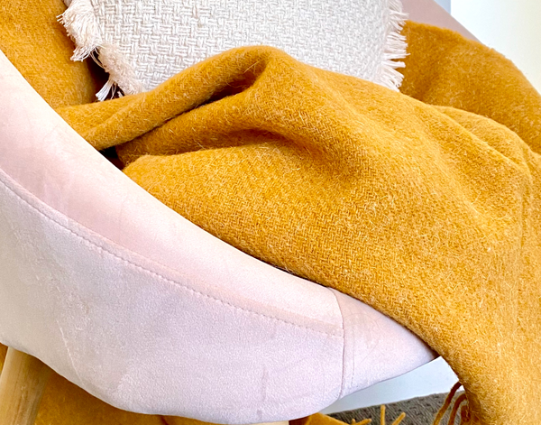 Brighton Throw - 100% NZ Wool - Mustard - Gift & Novelty >