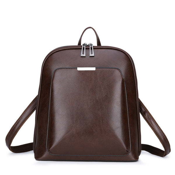 Brown Stylish Women’s PU Leather Backpack - Spacious