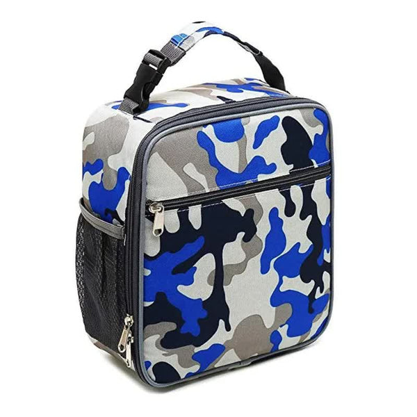 Camouflage Blue Portable Insulated Lunch Bag - Oxford Cloth