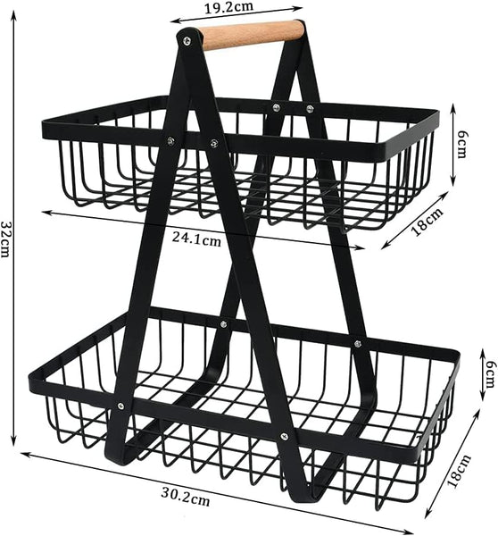CARLA HOME 2-Tier Fruit Basket Stand for Kitchen Countertop