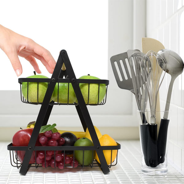 CARLA HOME 2-Tier Fruit Basket Stand for Kitchen Countertop