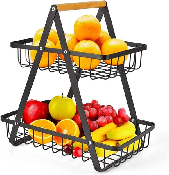 CARLA HOME 2-Tier Fruit Basket Stand for Kitchen Countertop