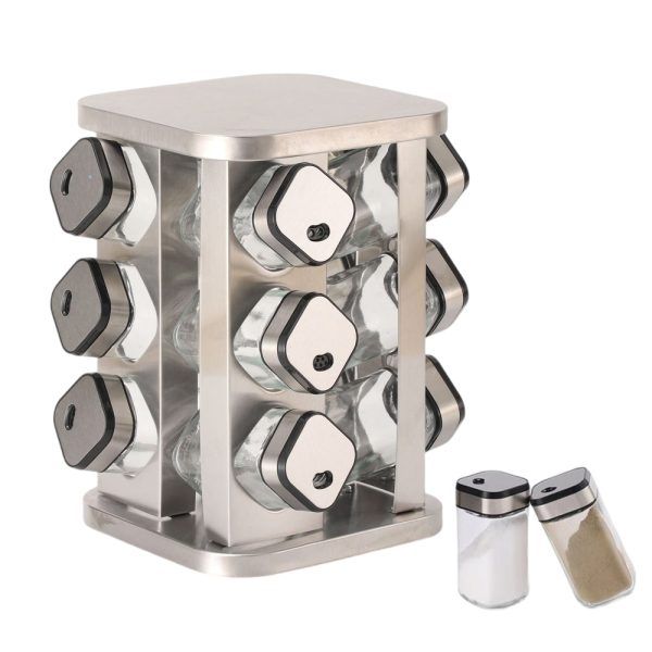 CARLA HOME Rotating Spice Rack Organizer with 20 Glass Jars
