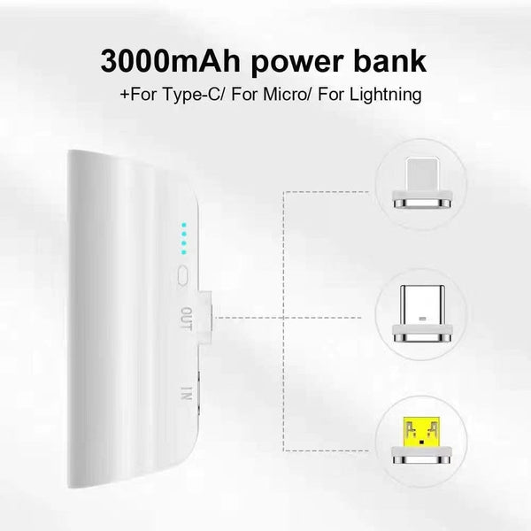 CHOETECH B660-WH 3000mAh Mini Power Bank with 3 Magnetic
