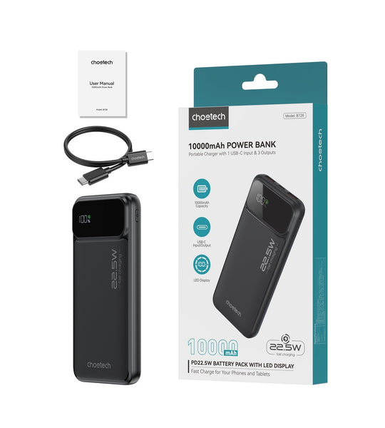 CHOETECH B728 10000mAh Power Bank PD22.5W with Digital