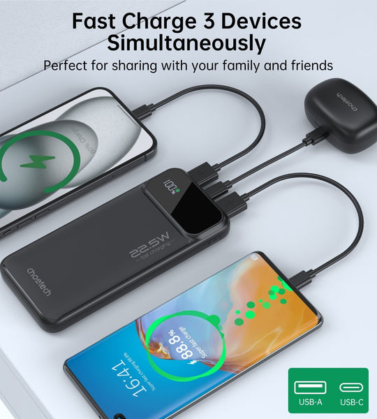 CHOETECH B728 10000mAh Power Bank PD22.5W with Digital