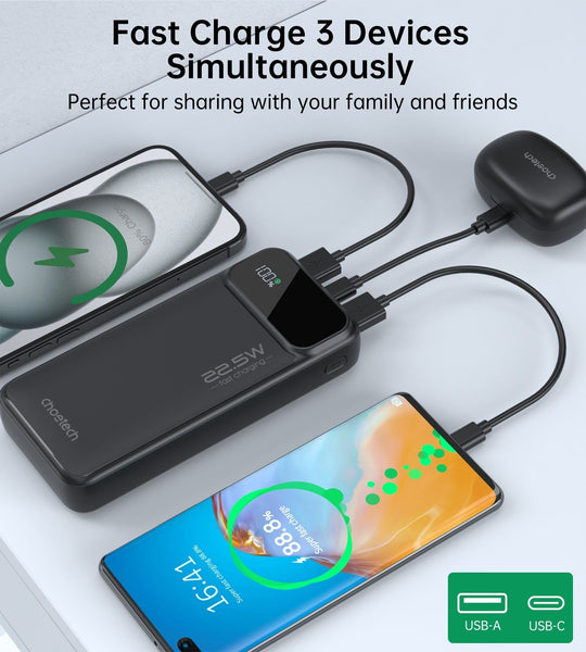 CHOETECH B729 20000mAh Power Bank PD22.5W with Digital